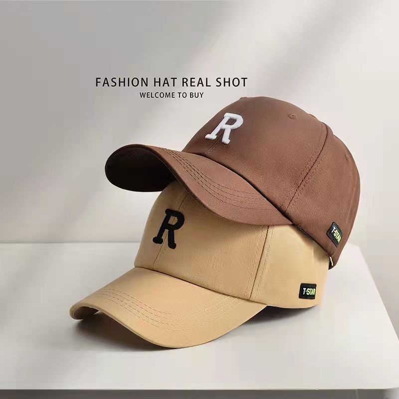 Korean Fashion R Embroidered Softtop Baseball Cap Couples Casual Flat ...