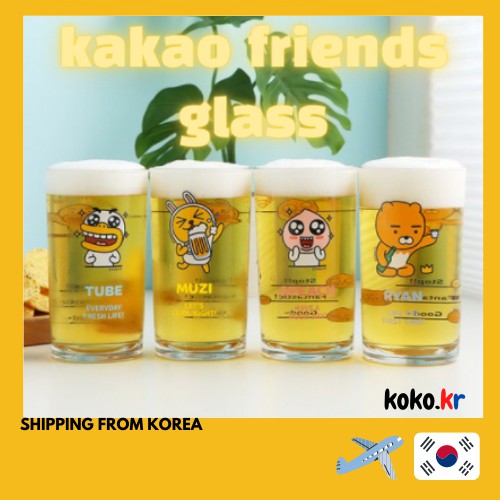 Kakao Friends Korean Liquor Soju Bomb Beer Glass Cup 255ml X 4p Setryan Tube Apeach Muzi 1305