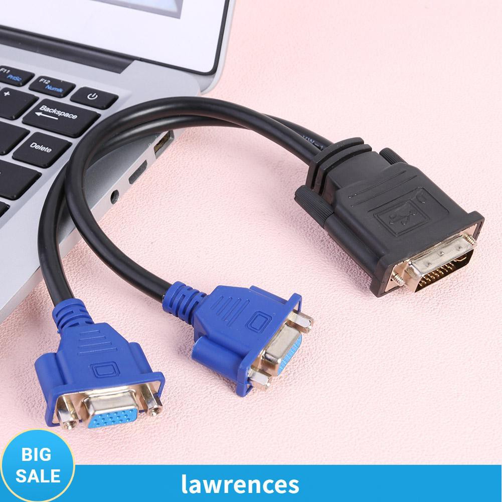 Law Dvi I 24 5 Pins Male To Dual Vga Female Monitor Adapter Y Splitter