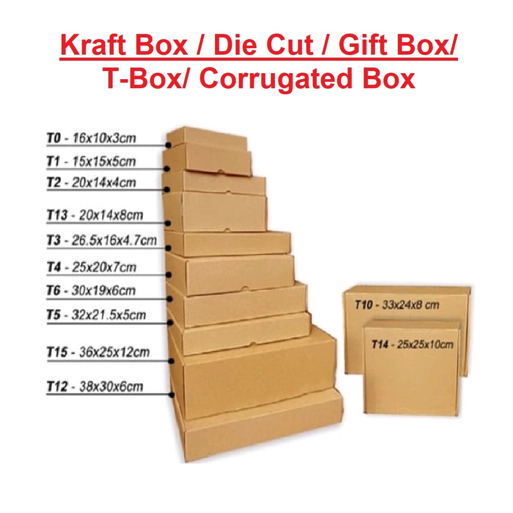 5 Pcs Corrugated Box || Carton || Kraft Mailer Box || T-Box || Die cut ...