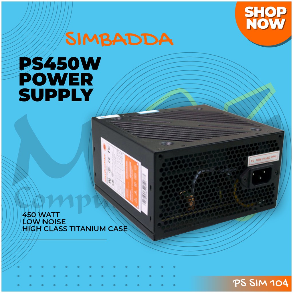 Simbadda PS450W 450 Watt High Class Titanium Case ATX PSU Power Supply ...