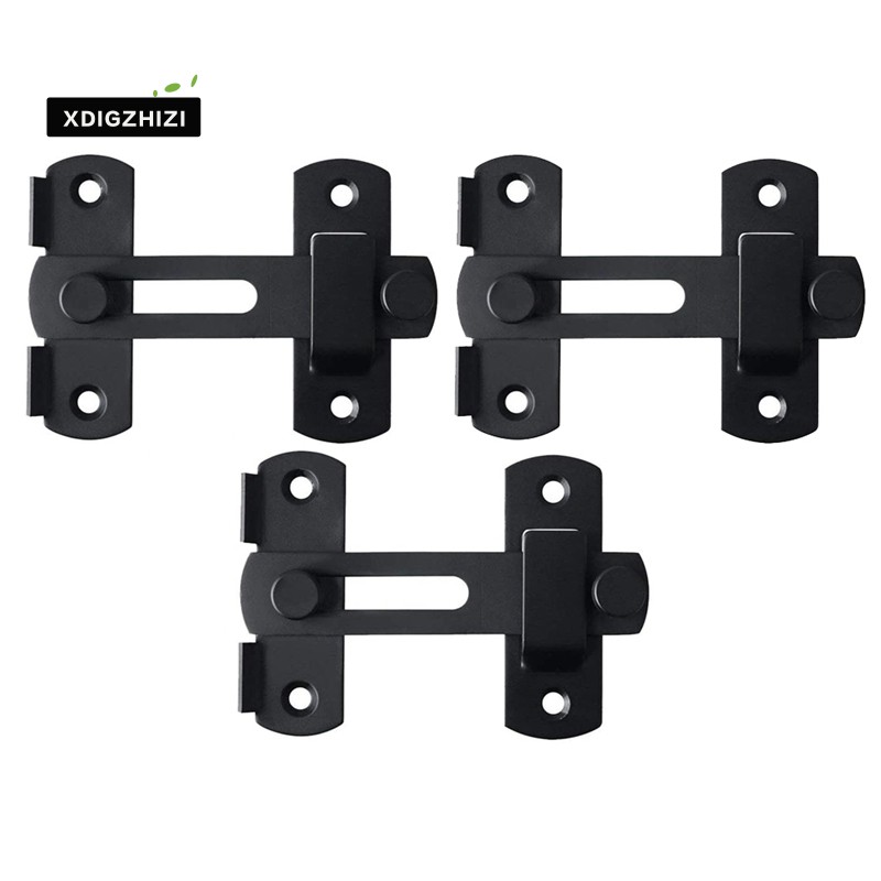 Set of 3,Black Flip Latch Gate Latches Stainless Steel Sliding Safety