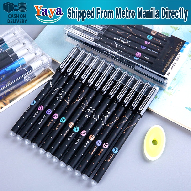 【Fast Dlivery】12pcs/Box Constellation pen Black ink Erasable Gel Pen