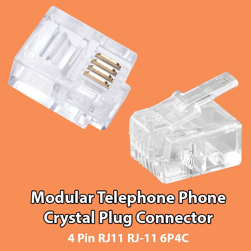 Telephone Phone Crystal Plug Connector 4 Pin RJ11 (per piece) Shopee