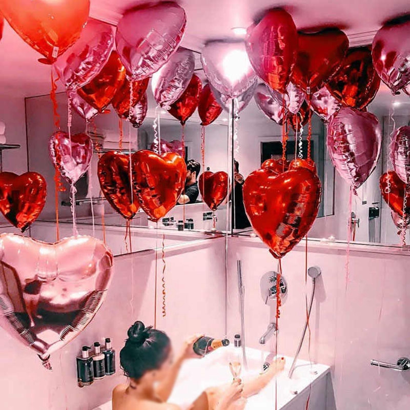 18inch Red Heart Balloon Star Love Heart Shape Foil Balloons Valentines ...