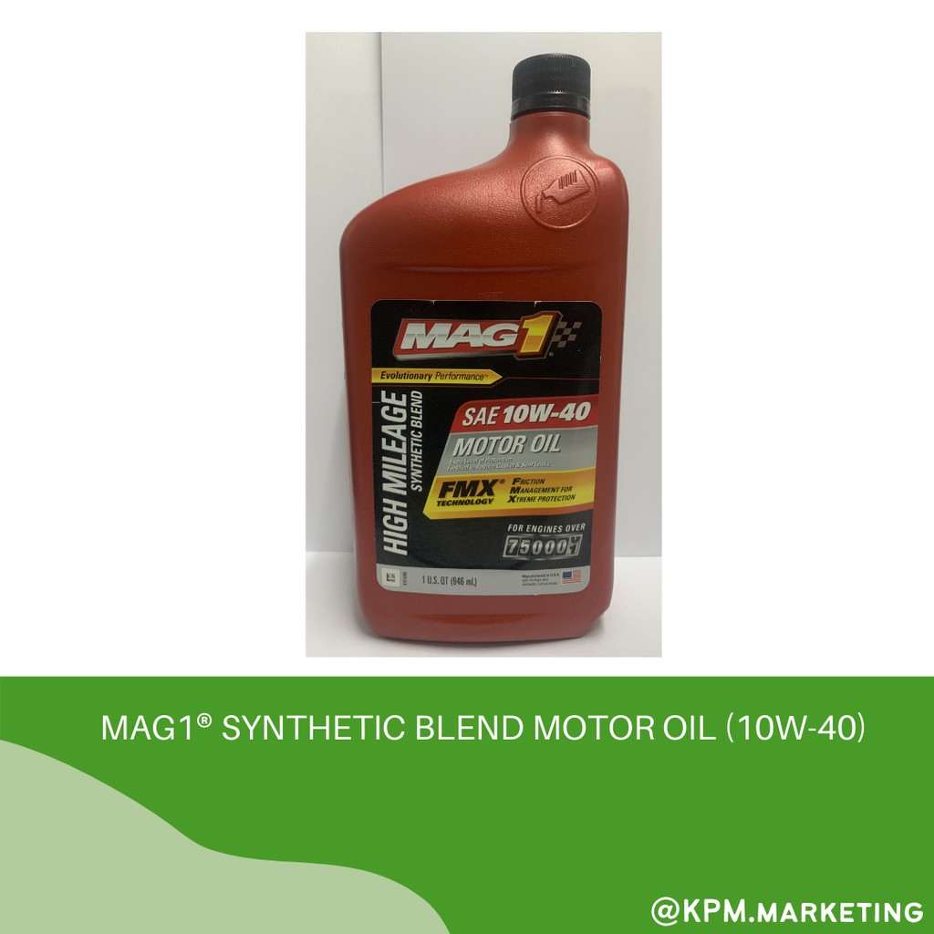 MAG 1 10W40 High Mileage API SN Synthetic Blend Oil 1QT #64841 | Shopee ...