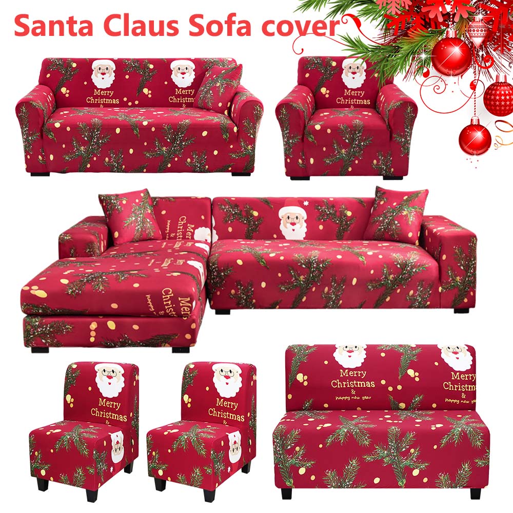 Santa Claus Christmas Sofa Cover Set Stretchable 1Seater 2 Seater 3