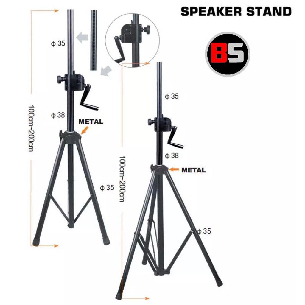 SPS 412 HEAVY DUTY CRANK UP SPEAKER STAND ( UP TO 80KG MAX WEIGHT LOAD