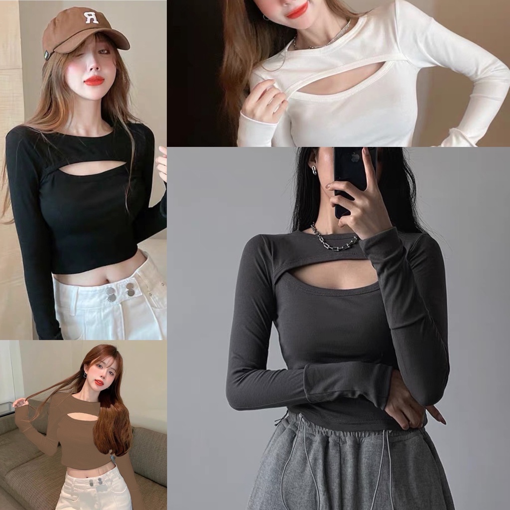 Long Sleeves Cutout Top