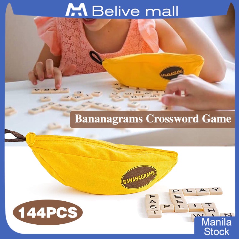 144pcs/set Scrabble Board Game Bananagrams Crossword Game Family Fun Game Letter Words Spelling