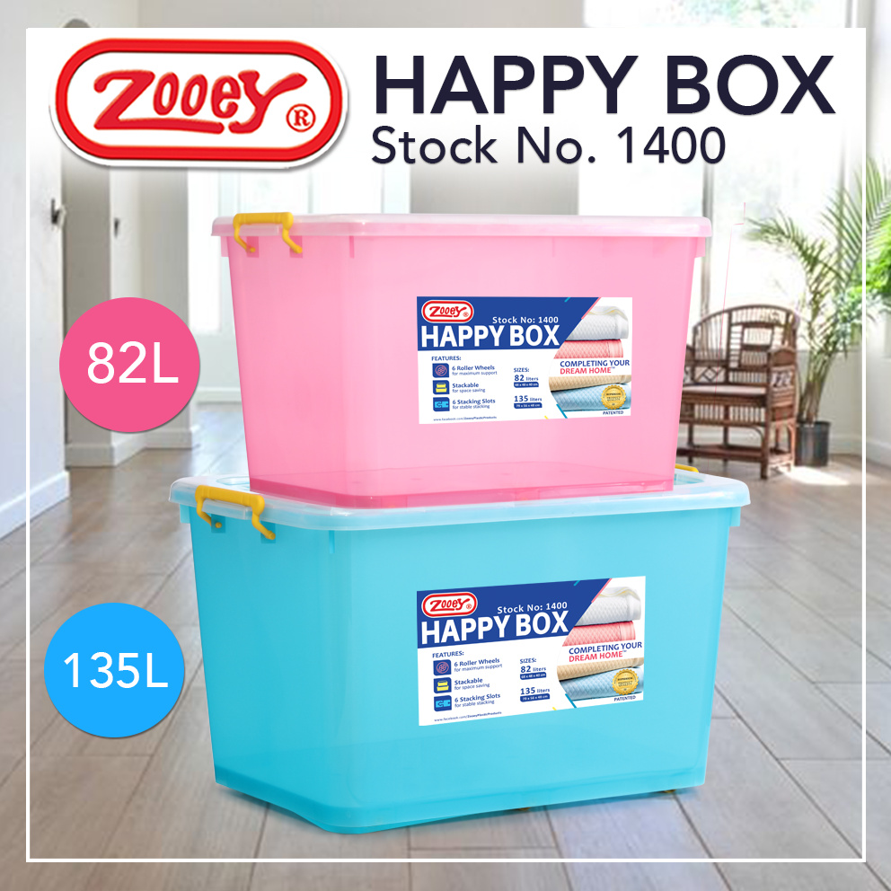 Zooey Happy Box Storage Box 135L (ZP1400T-B) | Shopee Philippines