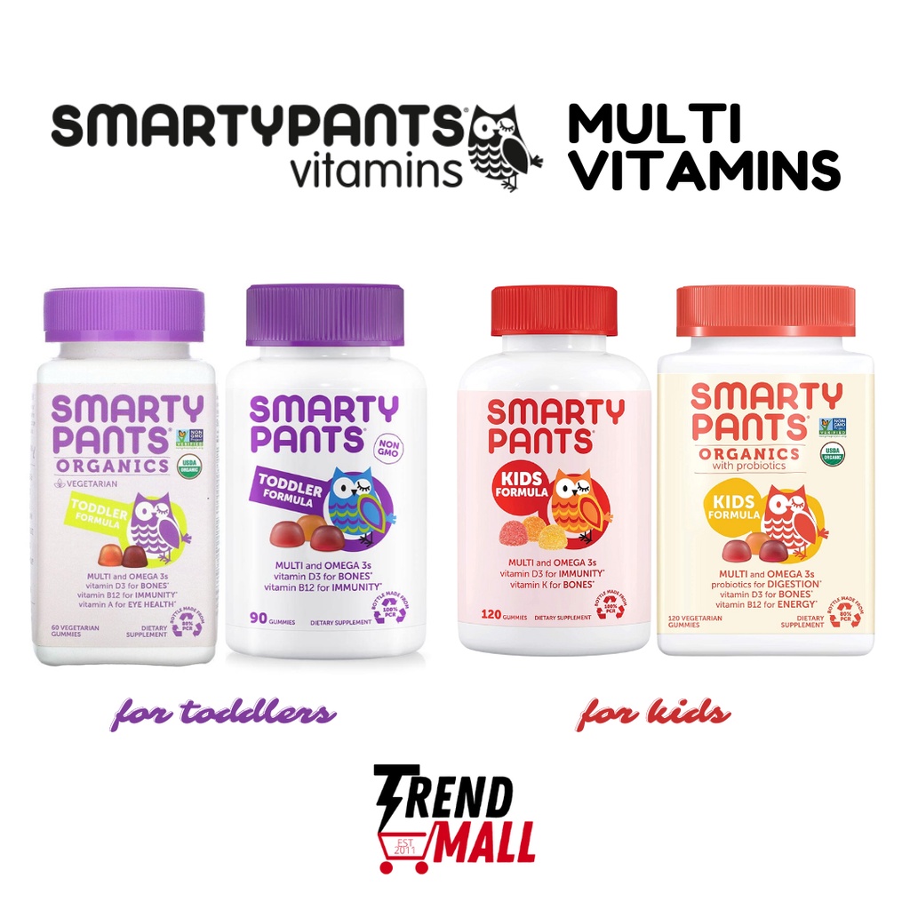 Smarty Pants Organic Toddlers Kids Multivitamins Gummies Vitamins Omega ...