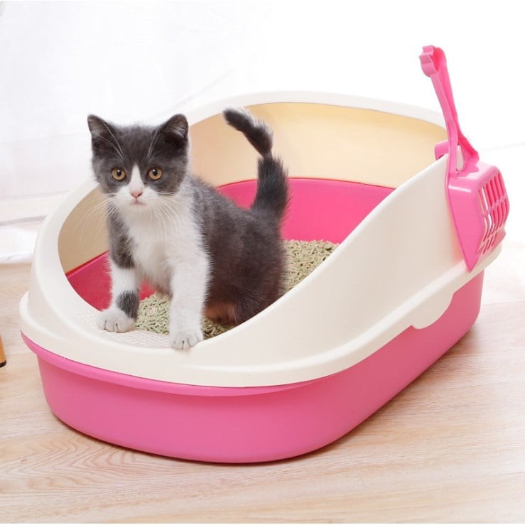 Cat Litter Box Anti Spill Semienclosed Open Deodorant Small Size