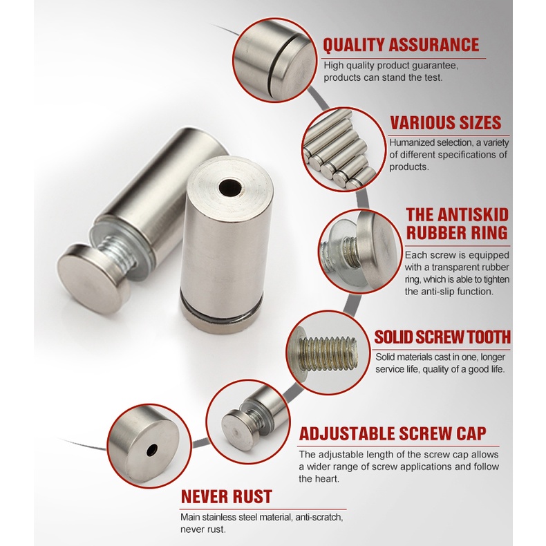 Stand Off Bolts for Signage House address plate Wall Decor Glass plate