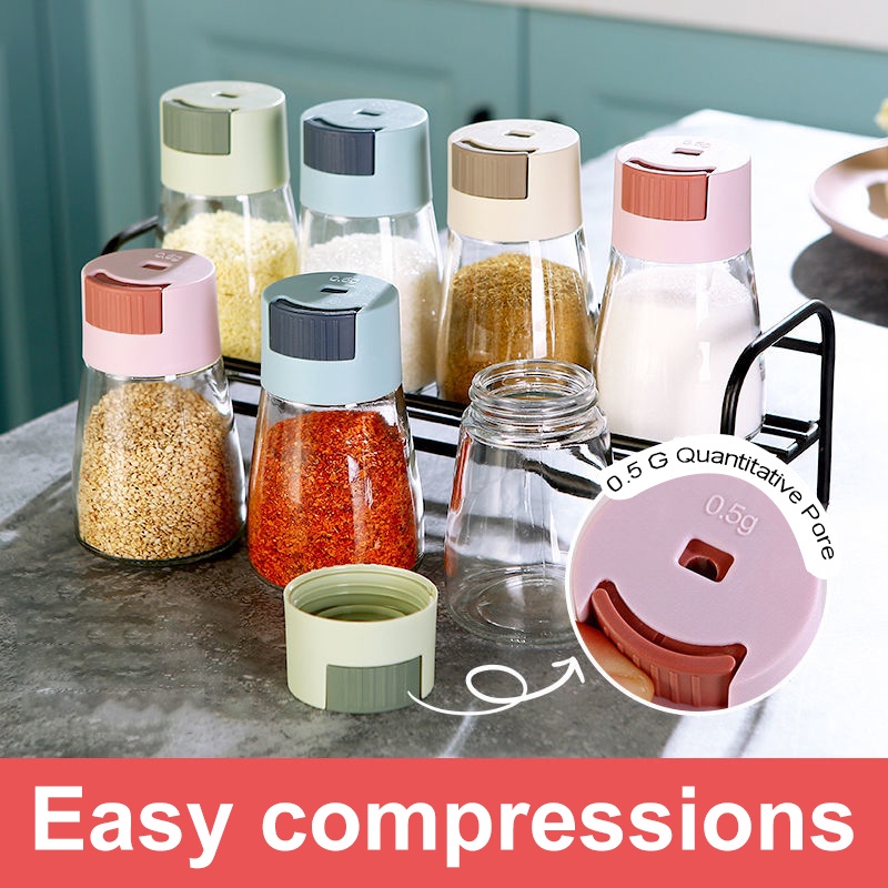 Adjustable Condiments Container Seasoning Bottle Salt Shaker Glass Jar