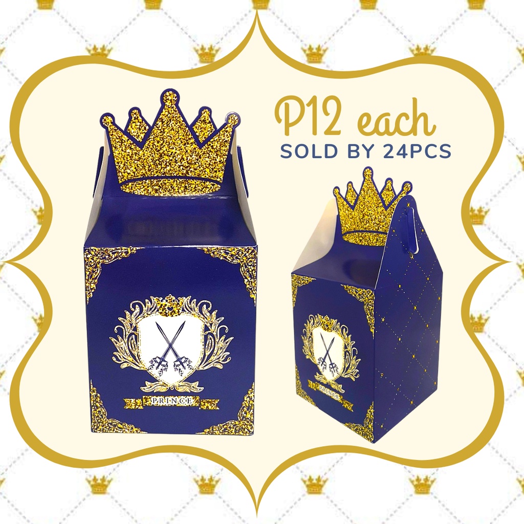 FP1025 (24 PCS) Royal Prince Crown Loot Bag Loot Party Favor Souvenir Giveaway Loot Bags Box