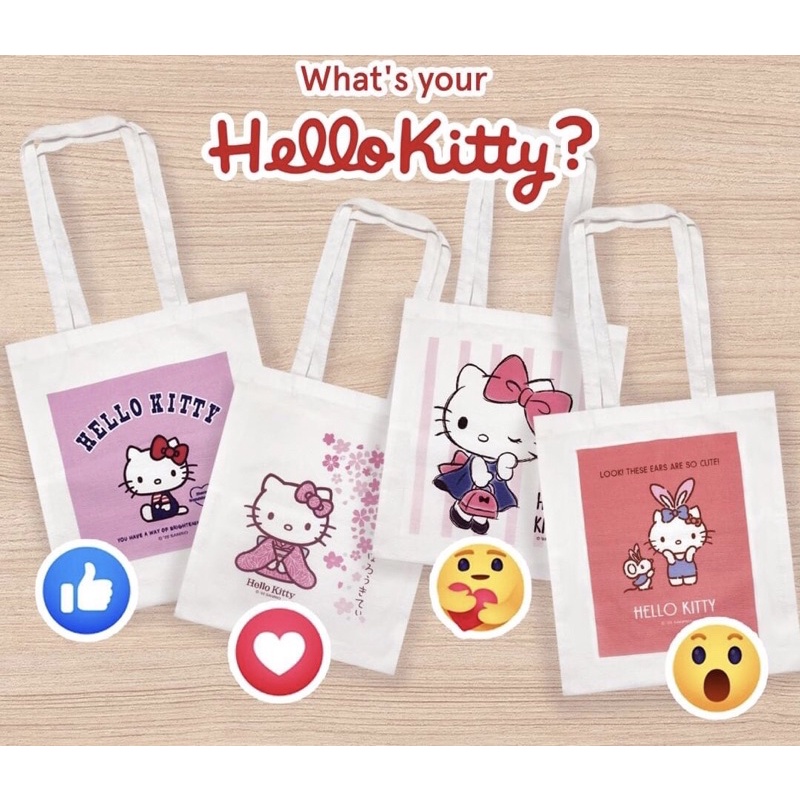Hello Kitty Canvas Tote Bag (with Sanrio Tag) and Aluminum Thermal