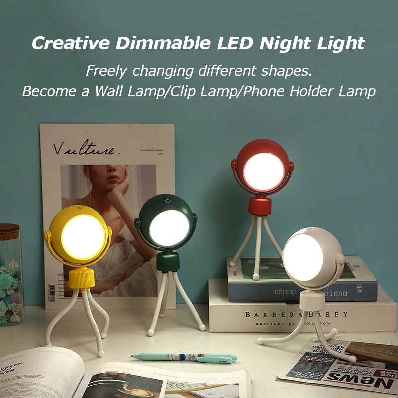 Creative LED Night Light Rechargeable Table Lamp With Tripod USB