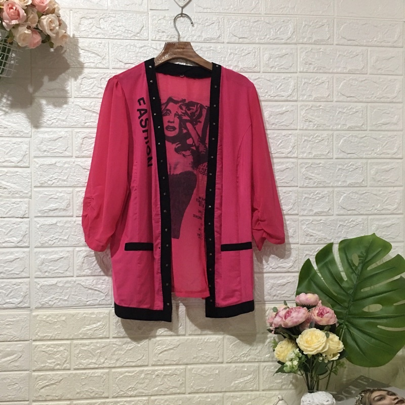 Pink chiffon cheap cardigan