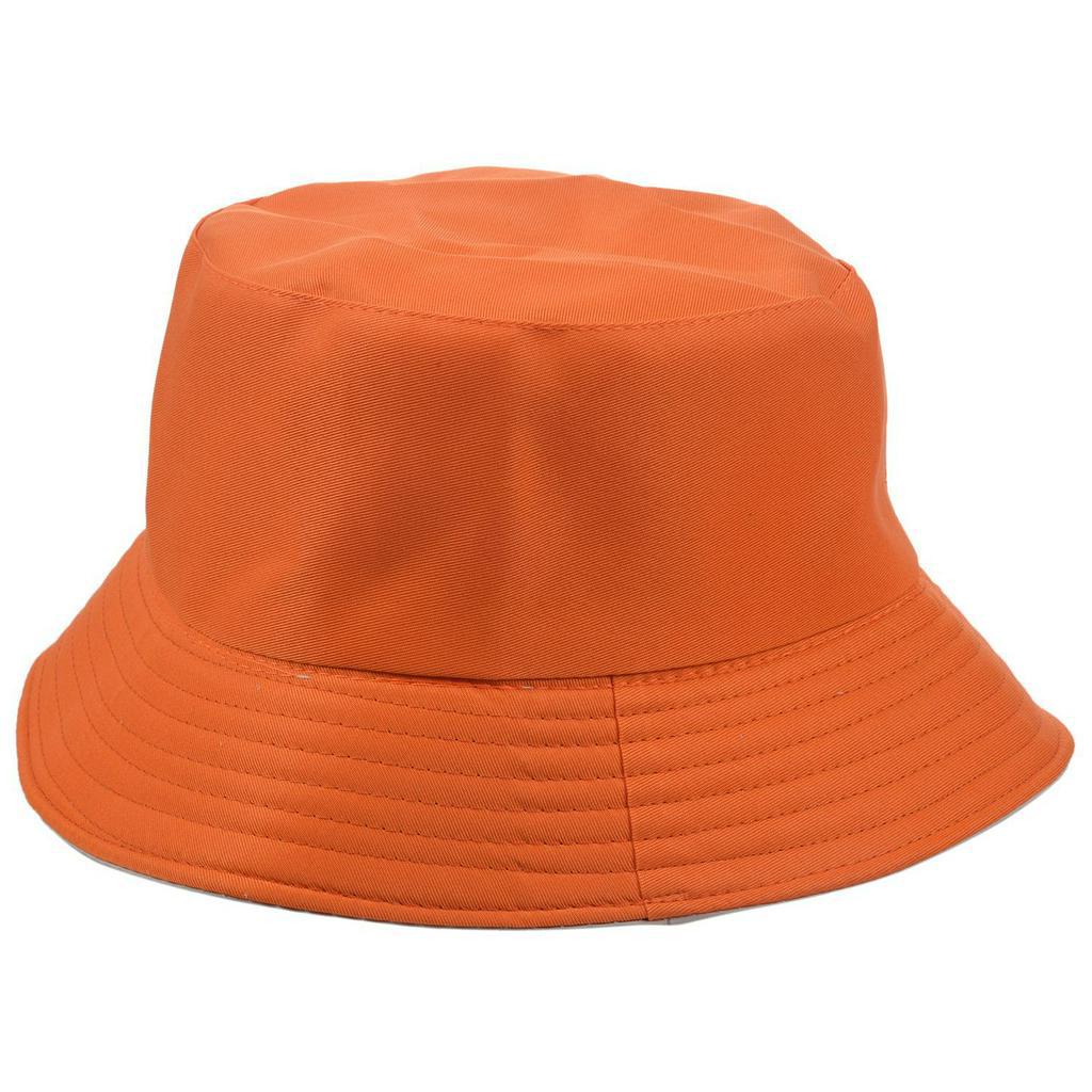 Unisex Adults Cotton Bucket Hat Summer Fishing Boonie Beach Festival Sun Cap Orange