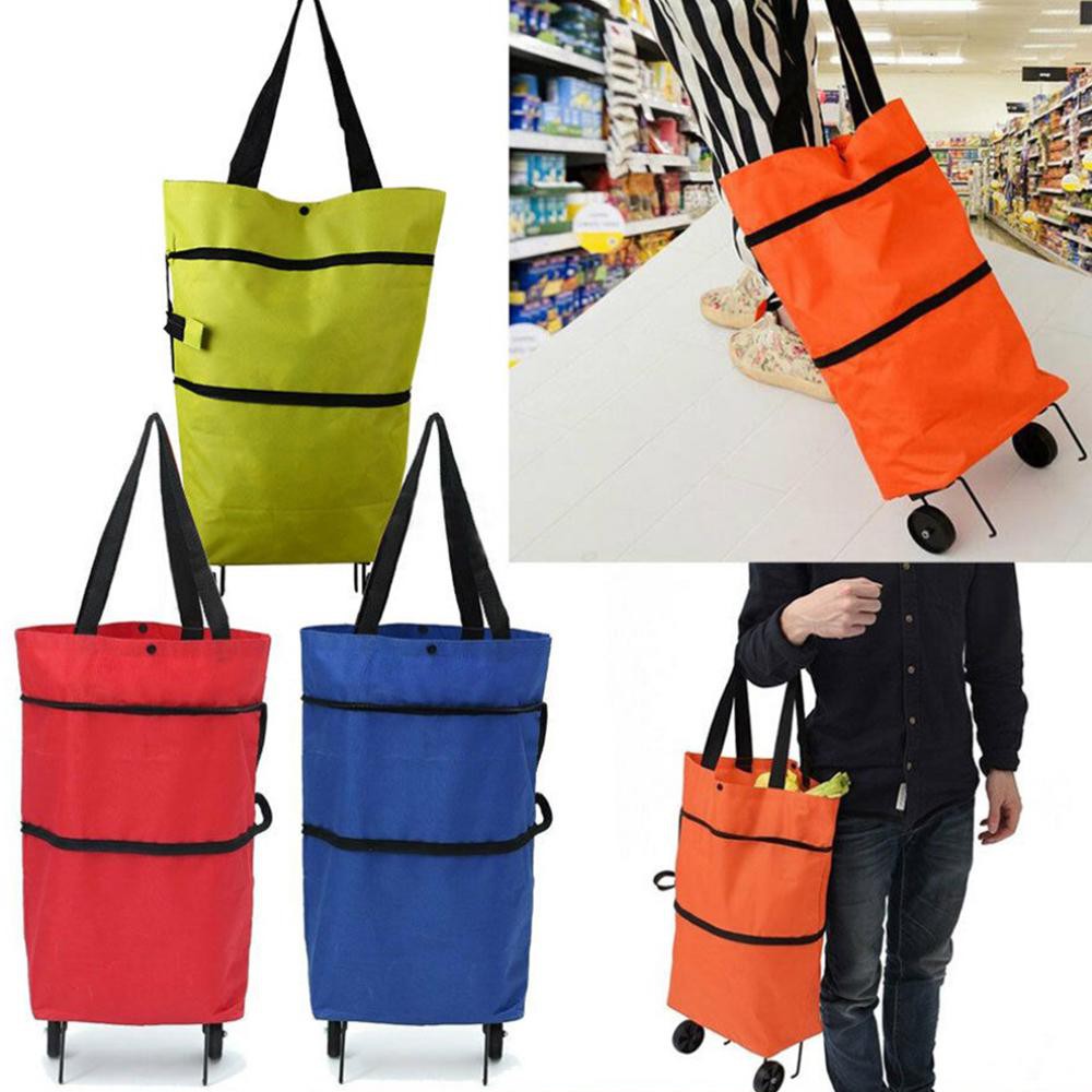 Crystal 168 Trolley Bag Shopping Travel Luggage Bag with Wheels Expandable Rolling Shopping Bag