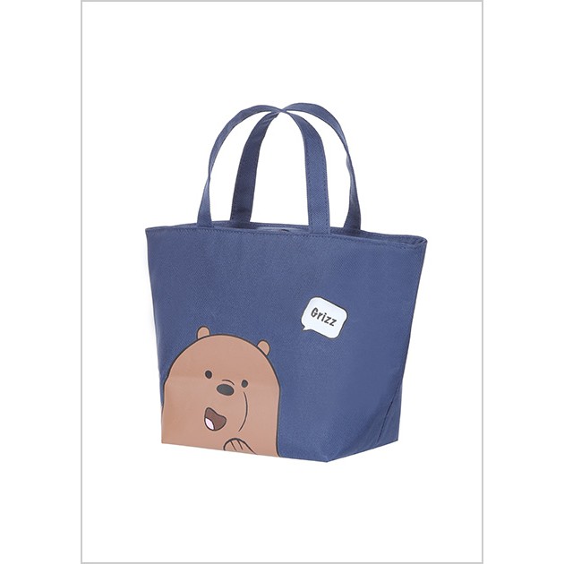 MINISO We Bare Bears Cotton Lunch Bag Sac (Grey) 