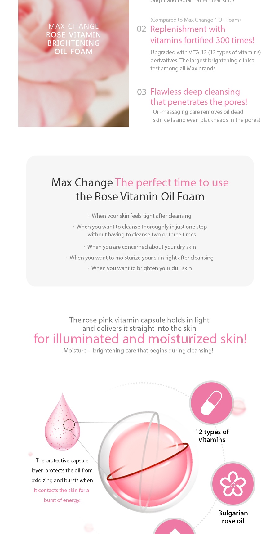MAXCLINIC ROSE VITAMIN Doppelreinigungsschaum 110g – Make-up-Entferner Mit Rosenöl & Vitaminen