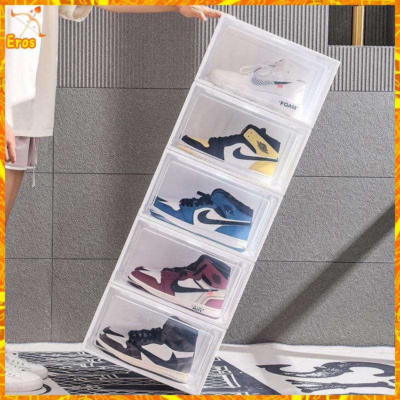 Big Sale Colorful Shoe Box Plastic Foldable Stackable Organizer ...