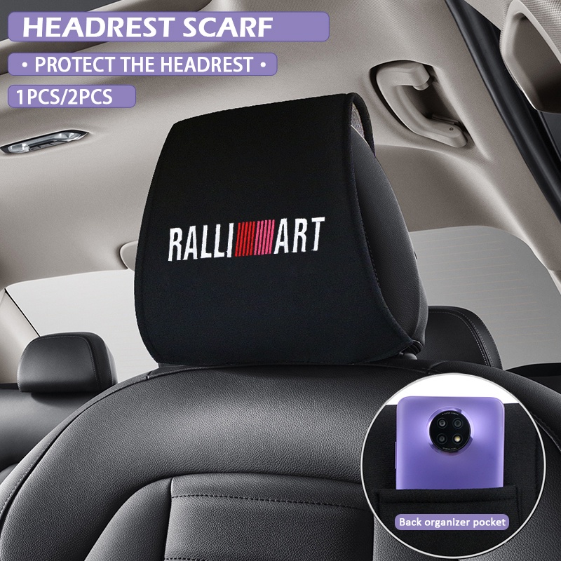 1PCS RalliArt Car Headrest Cover Auto Seat Headrest Cushion Neck Pillow Case for Mitsubishi RalliArt