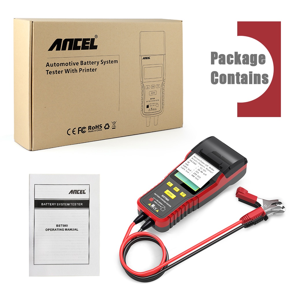 ANCEL BST500 Car 12V 24V Battery Tester 1002000CCA Battery Charge