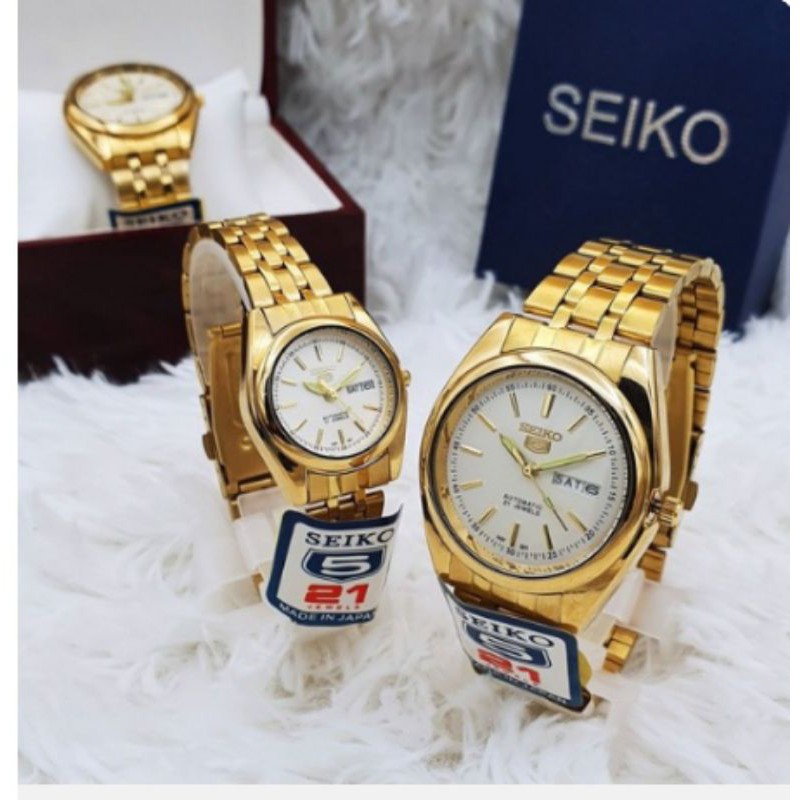 Seiko white 2024 gold watch