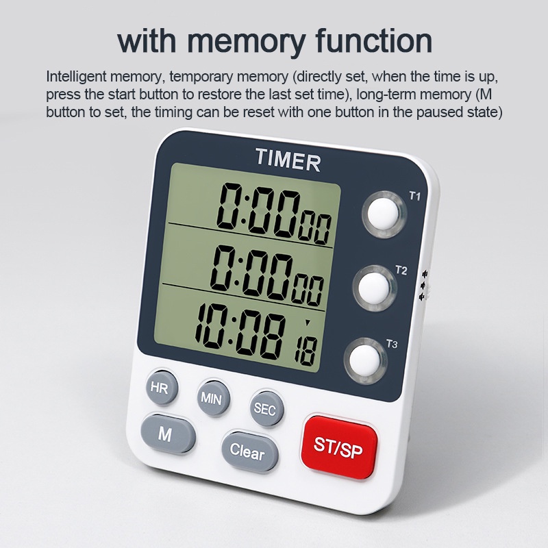 3 Channels Digital Kitchen Timer with Memory Function Count UP/Down ...