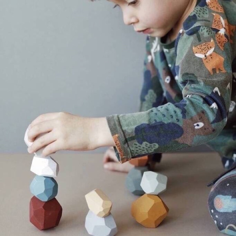Stone Building Blocks Colored Sorting Game 16pcs. (Balancing/Balancing ...