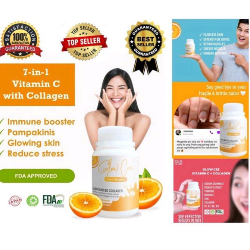 potencee with collagen Glow Cee 60 capsules 7in1 NonAcidic Vit C