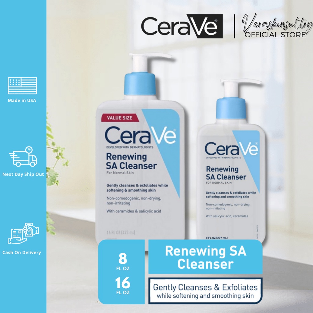 CeraVe SA Renewing Cleanser for Normal Skin 8oz/16oz | Shopee Philippines