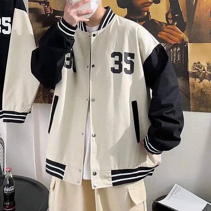 Korean jaket bomber lelaki casual loose basketball jacket man baseball ...