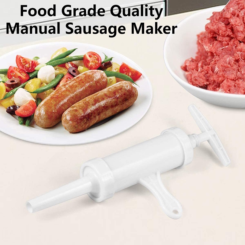 Food Grade Sausage Maker Stuffer Manual Filler Meat Grinder With 2 Tube