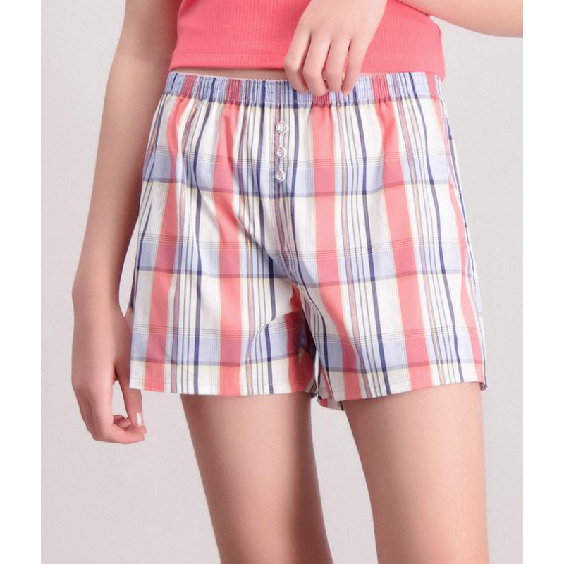 BENCH/ Ladies' Boxer Shorts - Pink Brown Checks