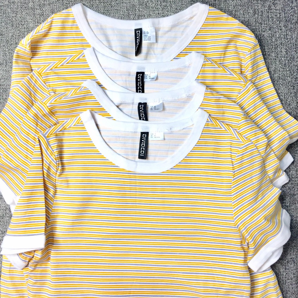 H&m yellow striped outlet shirt