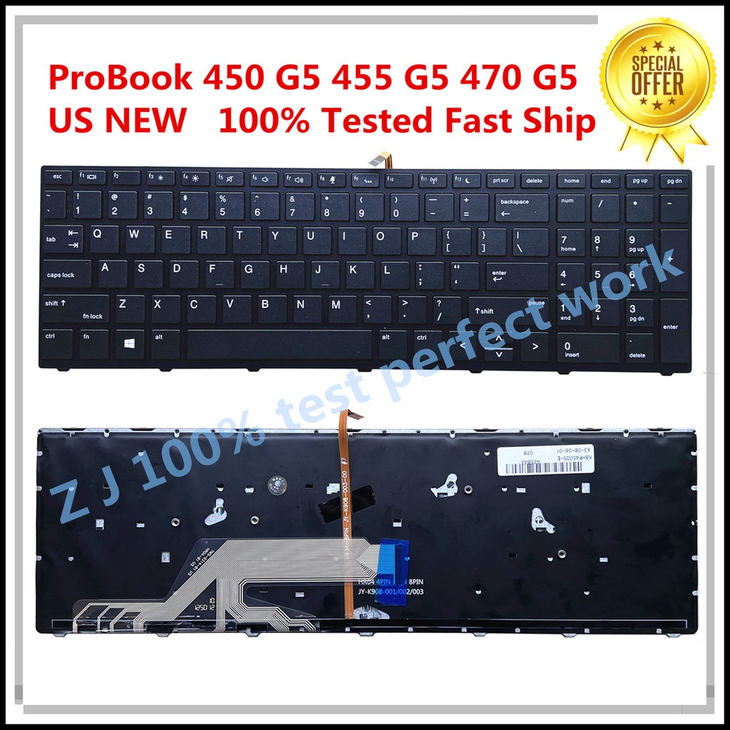 NEW English Backlight Keyboard For HP ProBook 450 G5 455 G5 470 G5 US