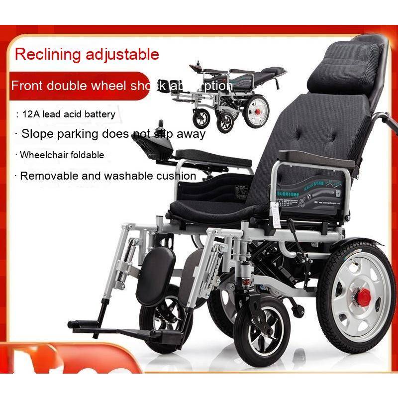 Cod Electric Wheelchair Foldable Light Elderly Disabled Intelligent Full Lying Four Wheeled 8460