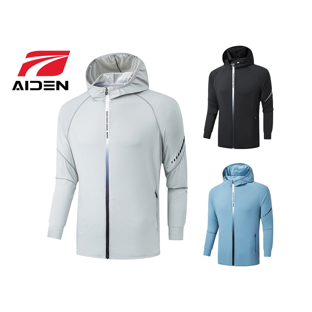 AIDEN SPORTS men's jacket with hat UV Protection Long Sleeve men Hiking ...