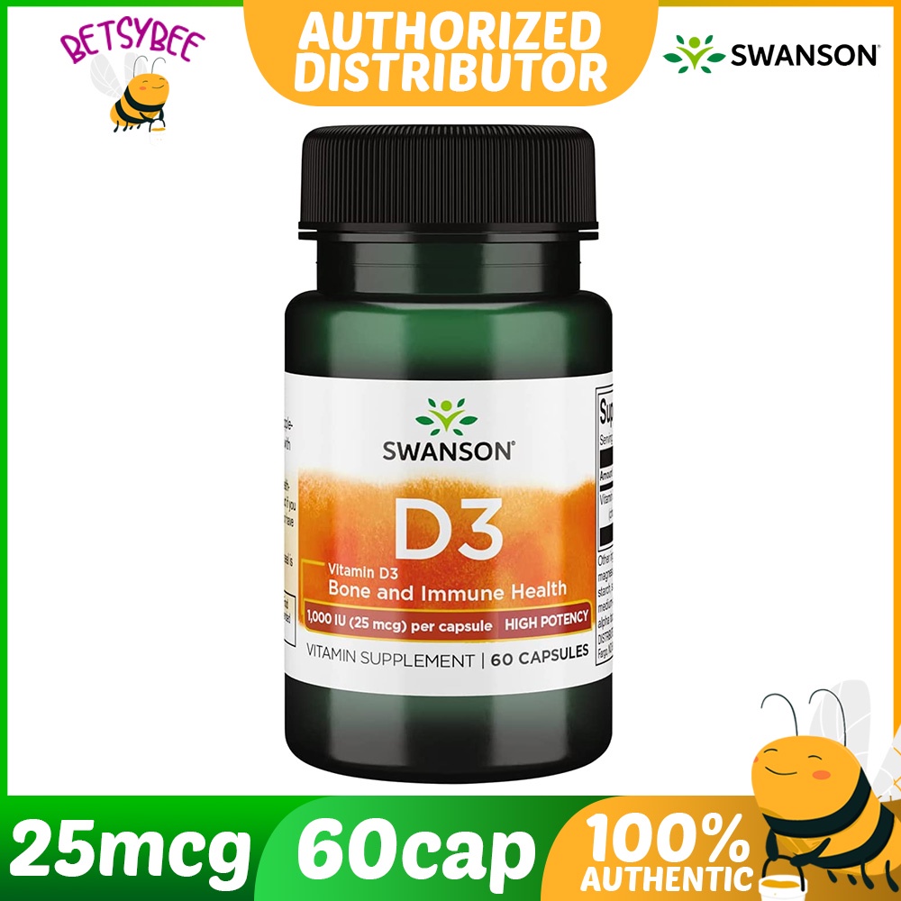 Swanson D3 1000IU 25mcg High Potency 60 Vitamin capsules | Shopee ...