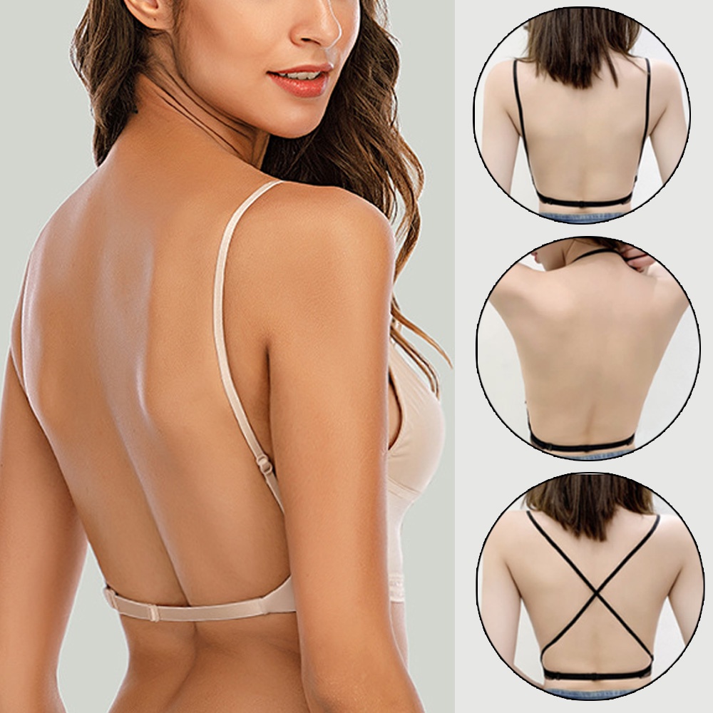 Sexy Backless Bra Lace Deep U Low Back Bralette Thin Cup Brassiere