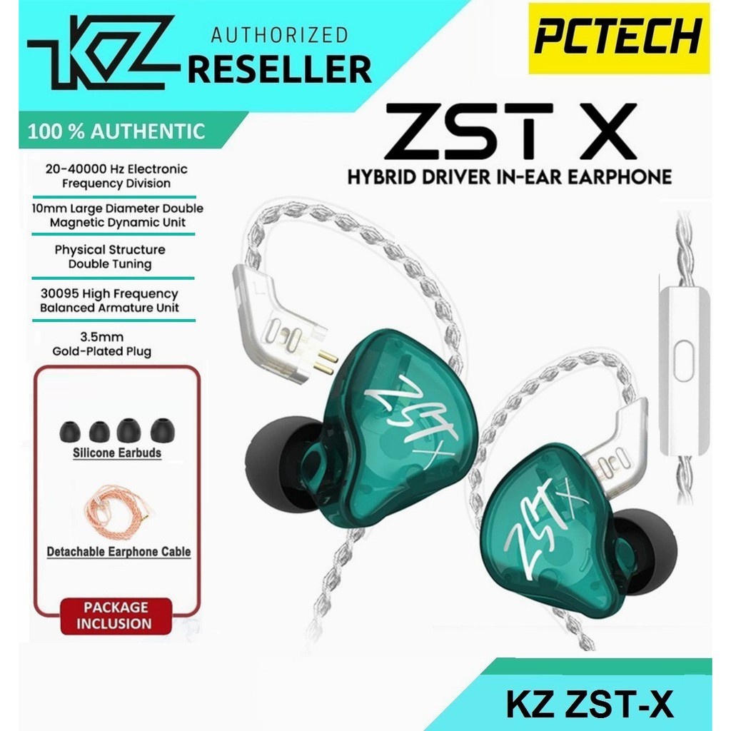 Earphones KZ ZST X ZST X Super Bass Hybrid Dual Driver In Ear