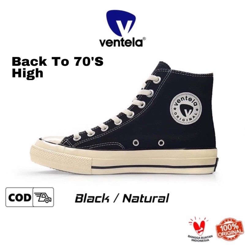 Ventela 70s High Black Natural Black Vantella Shoes BTS Black Natural High  Original