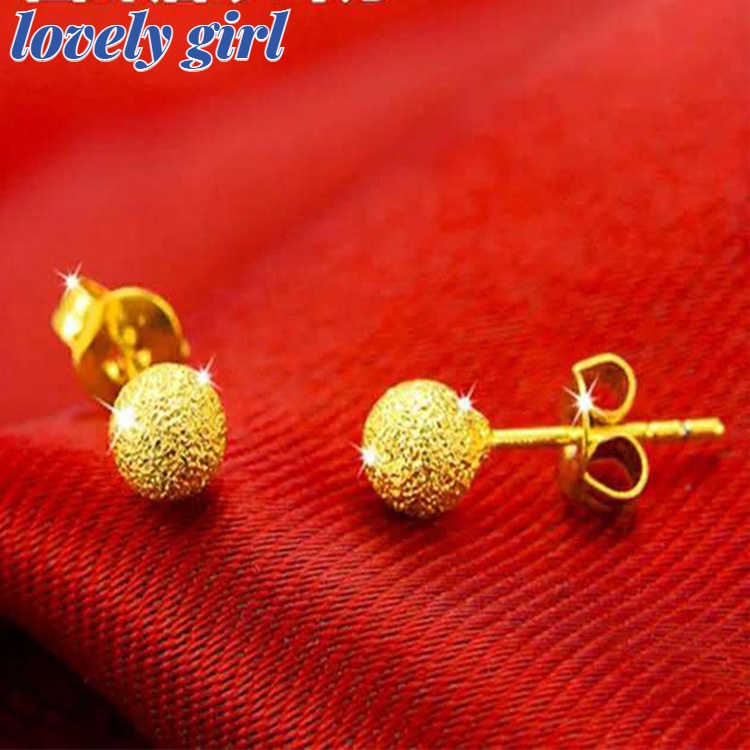 Hot Sale New 18k Saudi Gold Earrings Solid Peas Round Bead