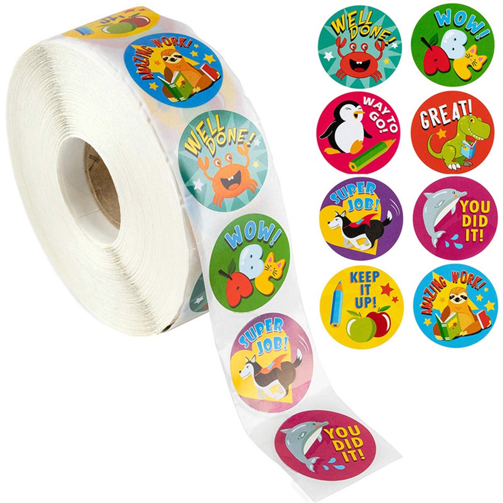 500pcs/roll Cute cartoon animal sticker thank you small label School ...
