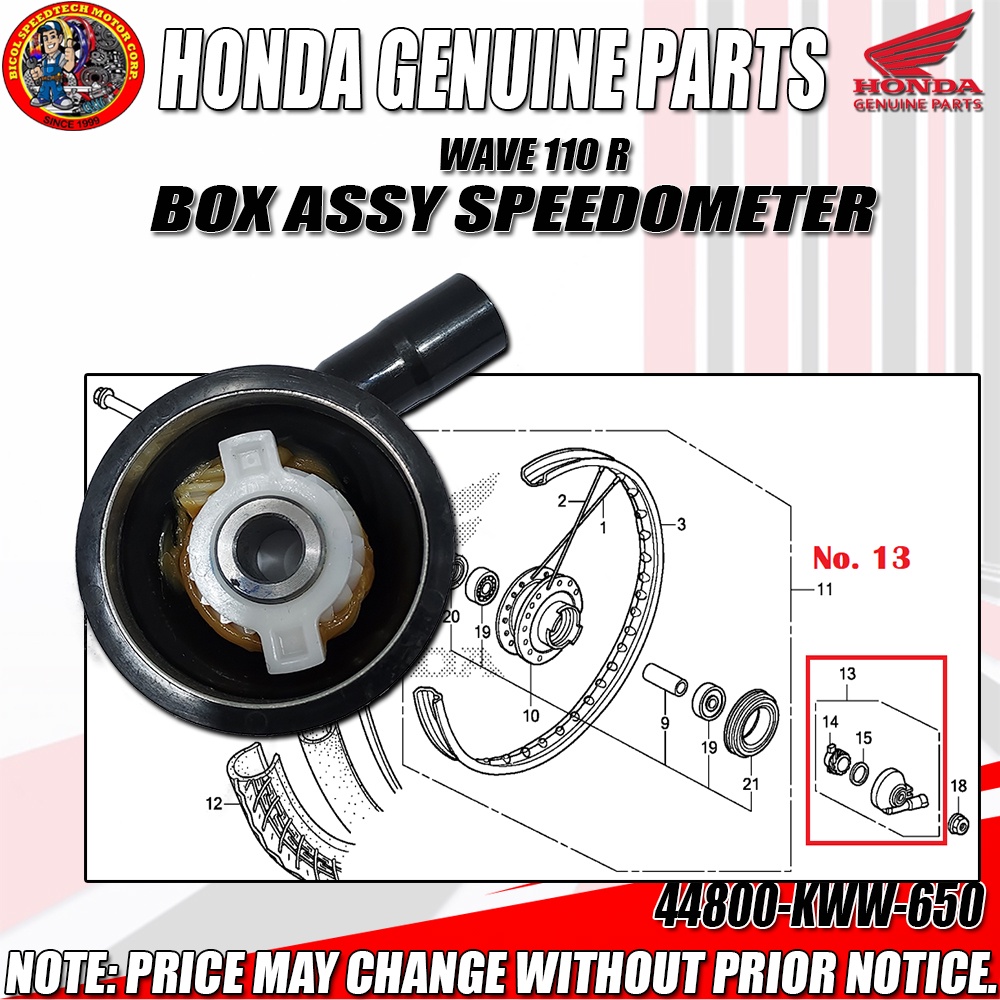 WAVE 110 R SPEEDOMETER GEAR BOX ASSY HONDA (HPI) (Genuine 44800KWW650) Shopee Philippines