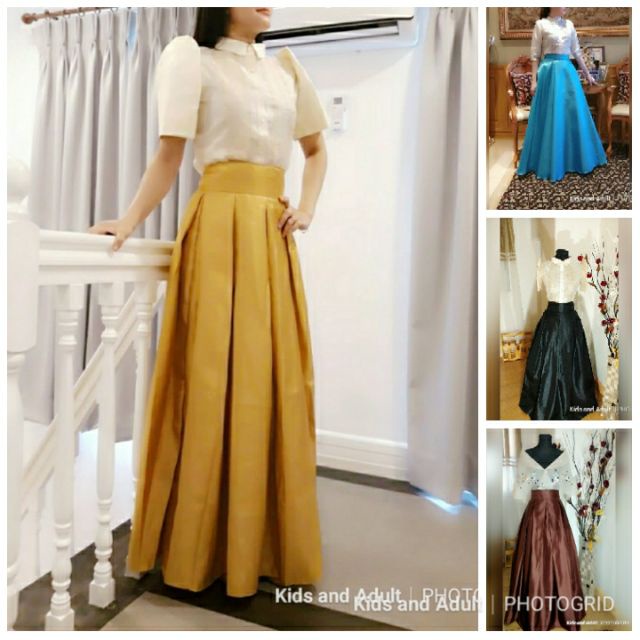 Modern Filipiniana A Line Long Skirts Shopee Philippines